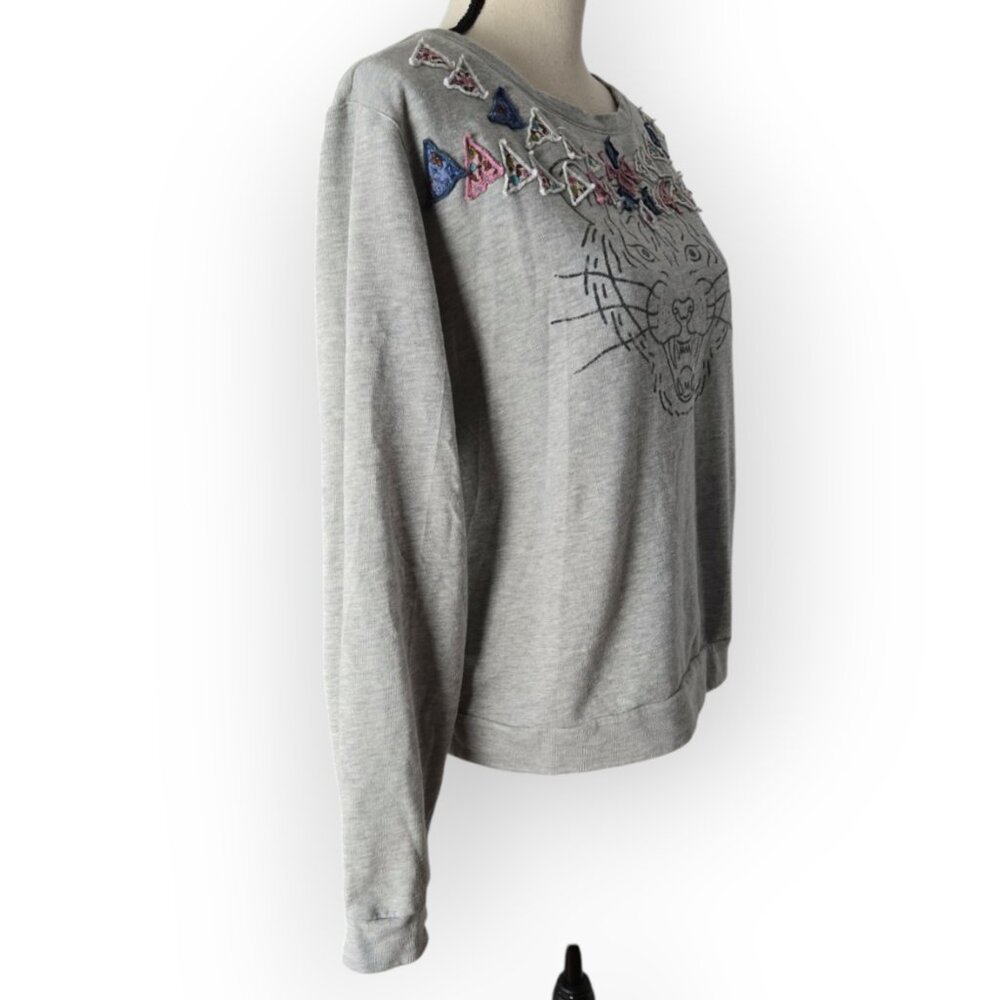 Luna Mercantile Co for Anthropologie Gray Tiger Sweatshirt Medium - Picture 6 of 8